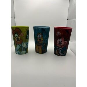 Disney Pirates of the Caribbean Mickey Goofy Pluto Plastic Tumbler Cups Set of 3
